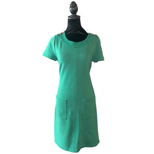 Boden Ottoman Knee length shift Green Dress Size 8R Business Casual pockets